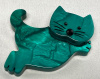 BB166 Marie Pavone pearly teal Galalith cat brooch pin